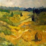 Rutkowska Ewa, Pola - stogi,akryl, płótno, 50 x 60 cm